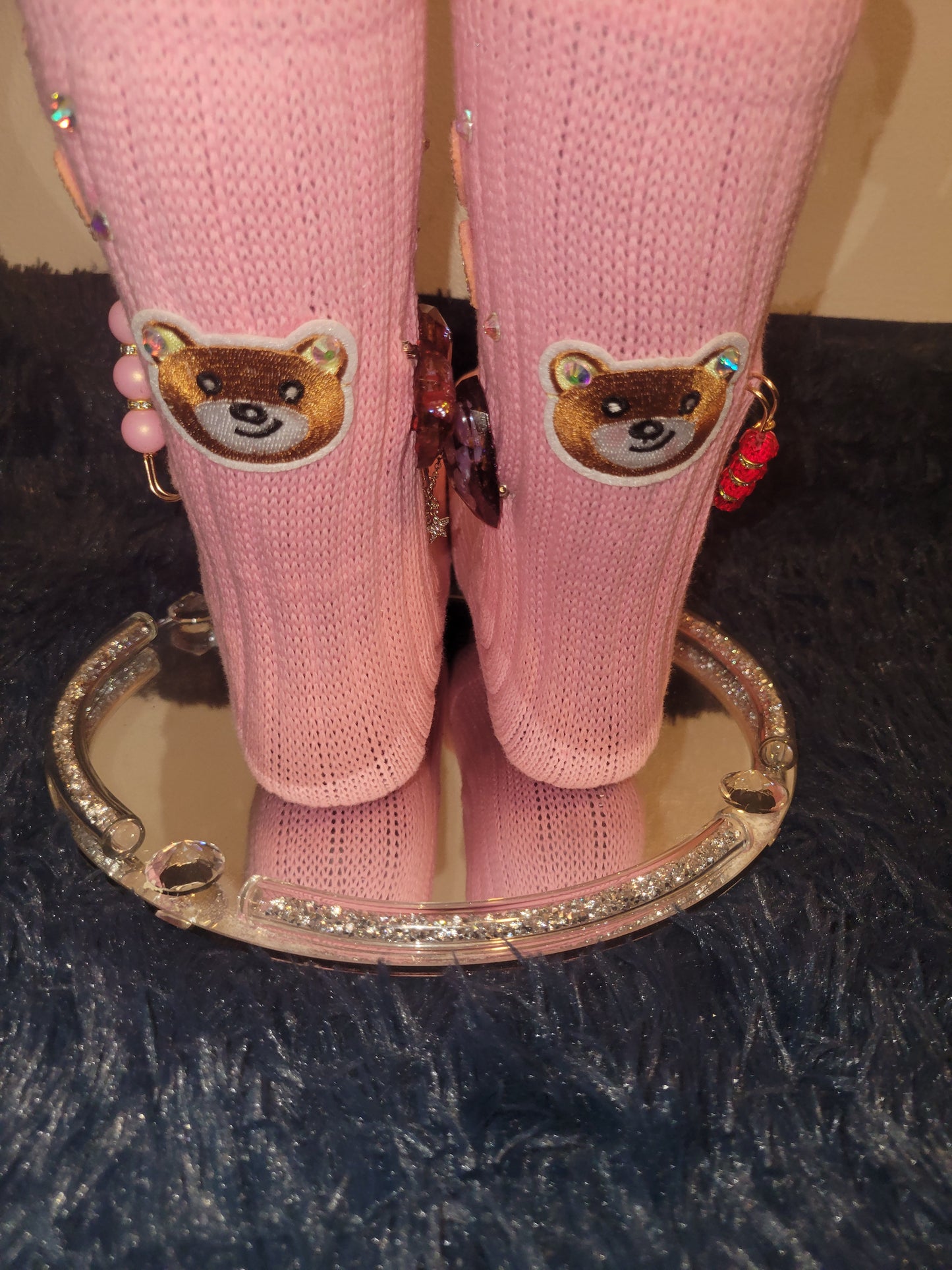 Girls Valentines custom junk socks pink