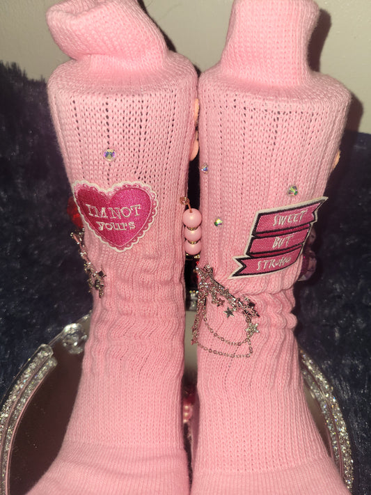 Girls Valentines custom junk socks pink