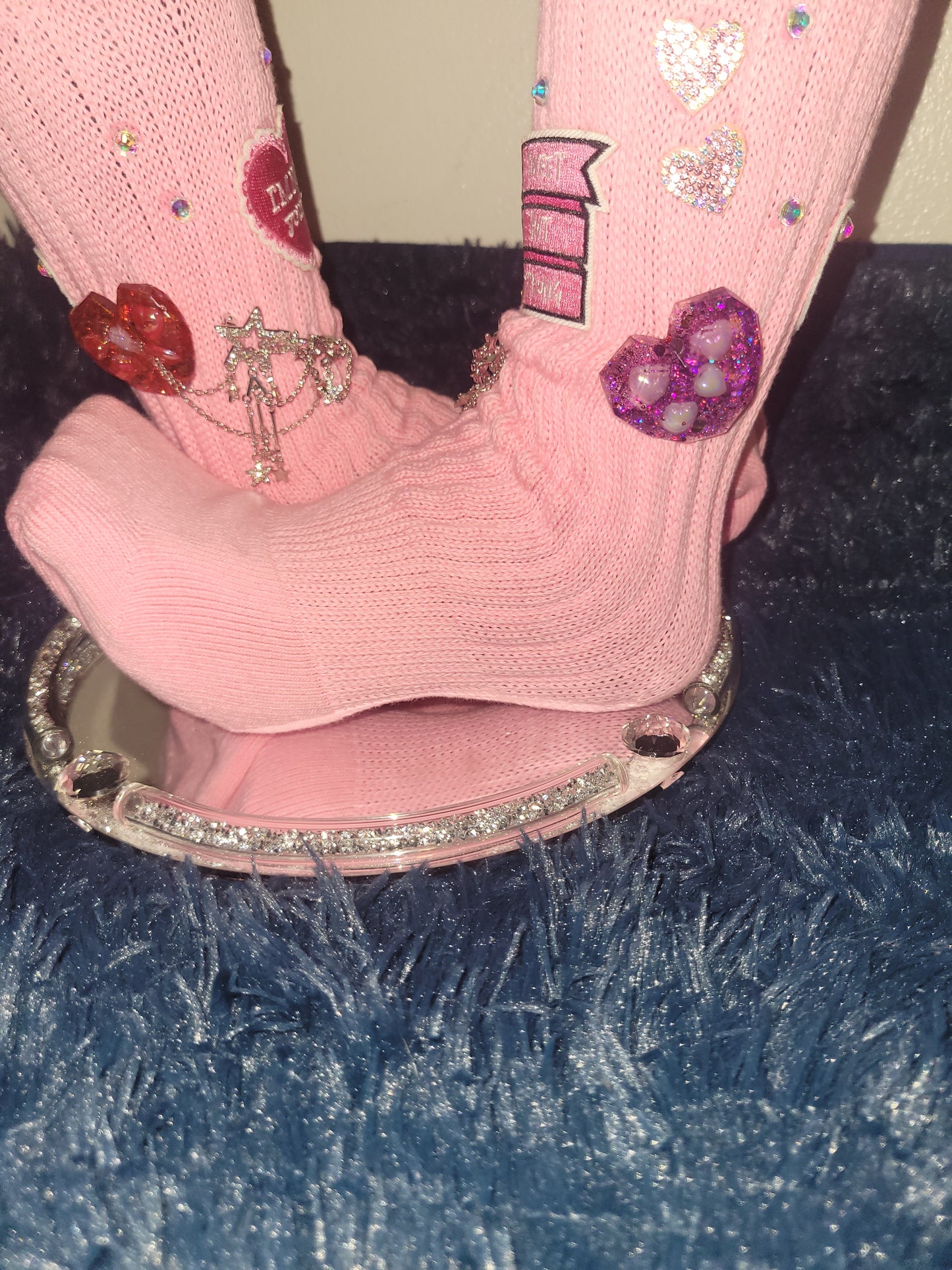 Girls Valentines custom junk socks pink